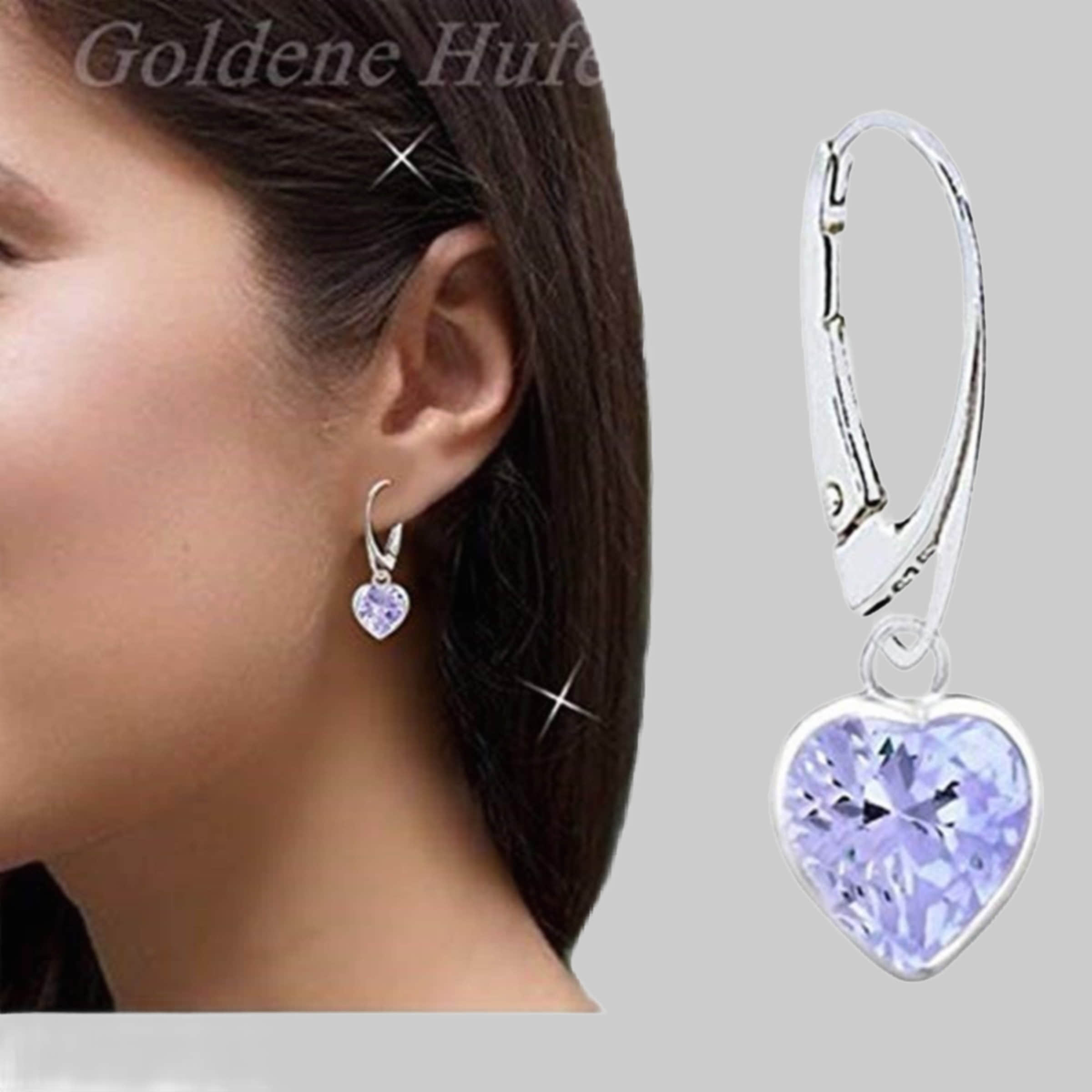 Goldene Hufeisen OROVOVO Herz Ohrhänger 925 Sterling Silber mit Zirkonia - Materia Schmuck Lila myToys