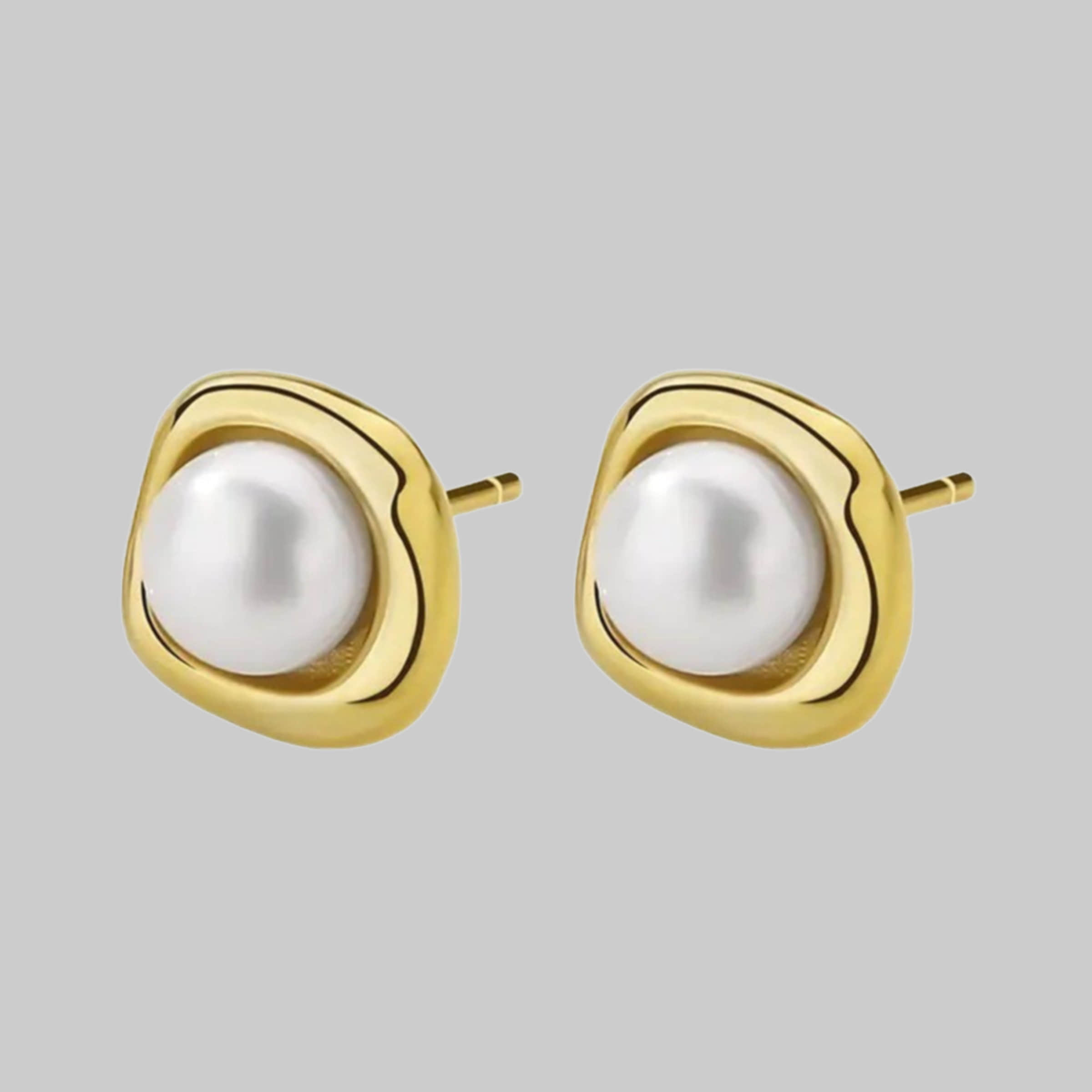 myToys ROUGEMONT ROUGEMONT Freshwater Pearl Hoop Earrings - 925 Sterling Silver & 18k Gold Gold