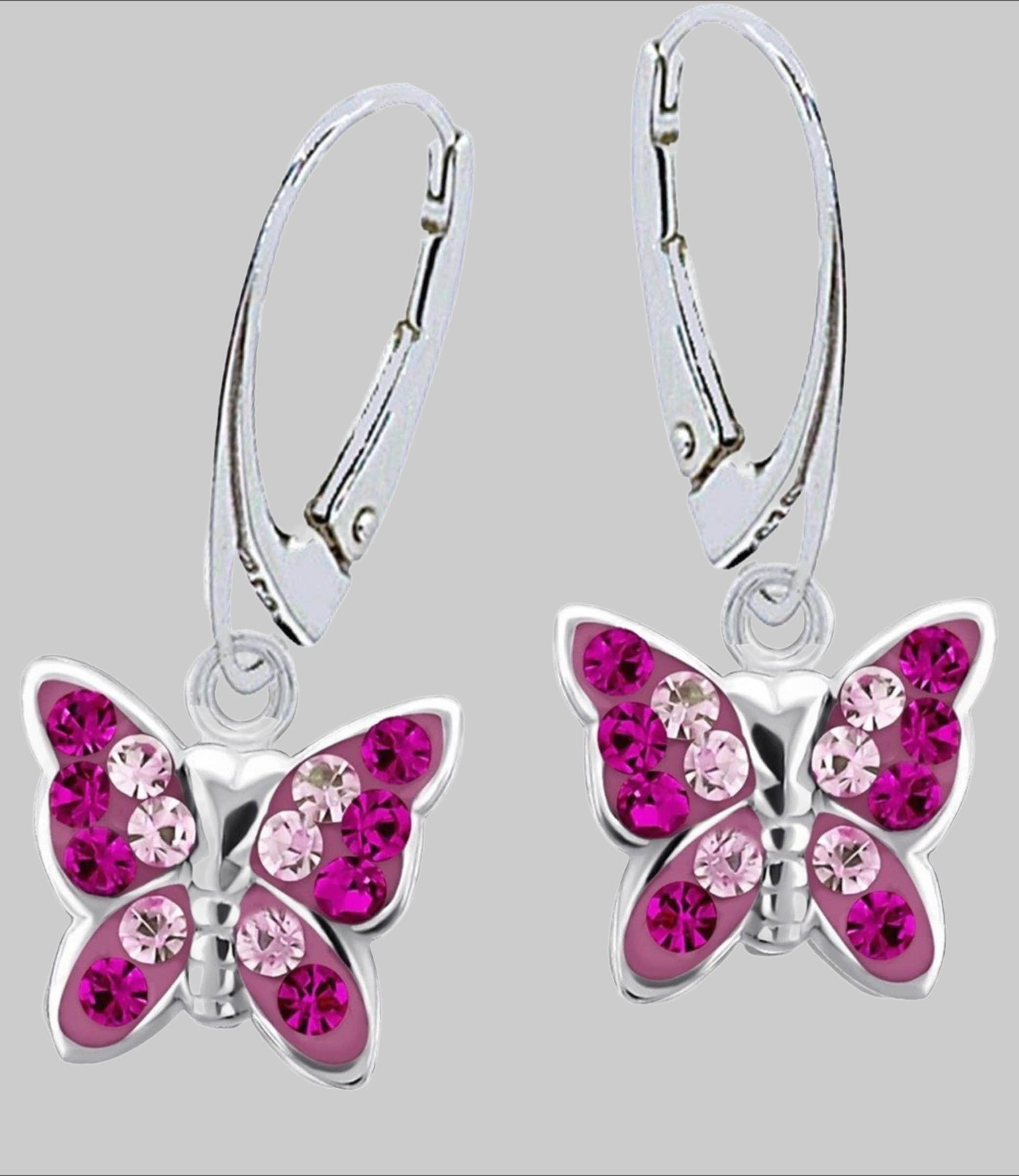 Rafaela Donata Sterling Silver Butterfly Stud Earrings - Heart Design Magenta Goldene Hufeisen myToys