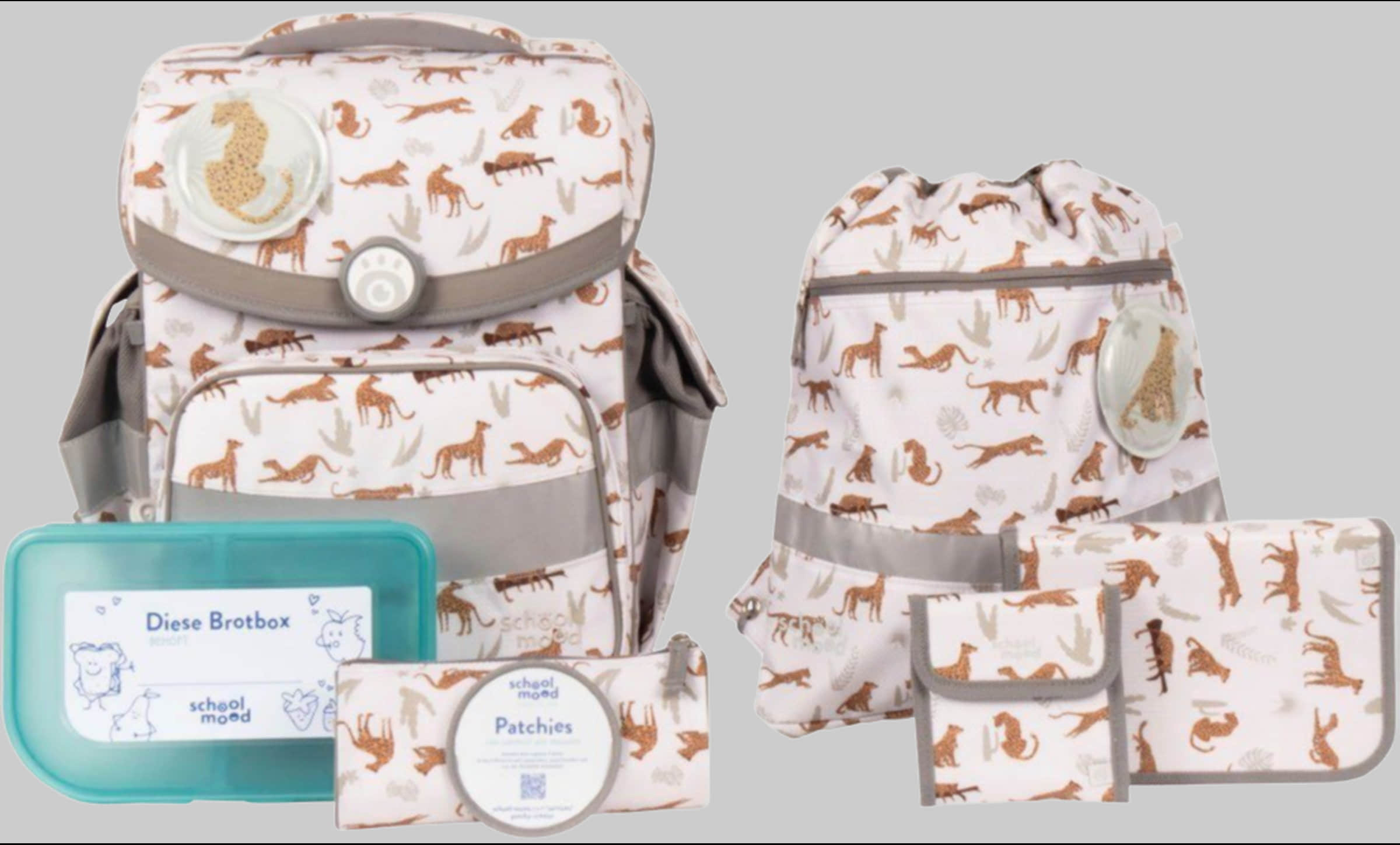 SCHOOL-MOOD® Timeless School Backpack Set (7-Piece) - Recycled Materials leopard SCHOOL-MOODu00AE Spielzeug