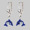 Schmuck23 Paar Ohrhänger Kinder Ohrringe Delfin 925 Silber, Kinderschmuck Kristalle Mädchen Geschenk Dunkelblau myToys schmuck23