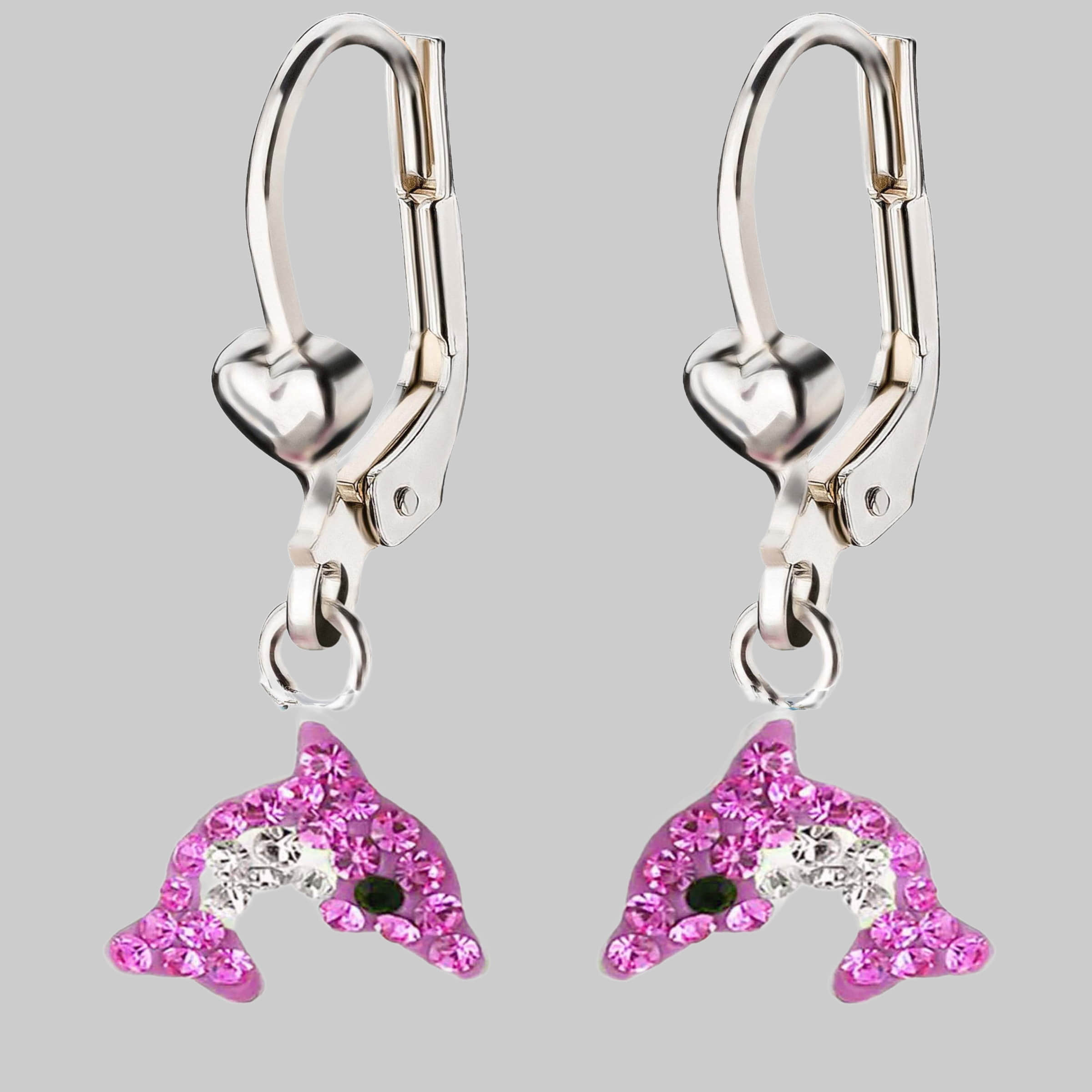 Schmuck23 Paar Ohrhänger Kinder Ohrringe Delfin 925 Silber, Kinderschmuck Kristalle Mädchen Geschenk Pink/Klar schmuck23 myToys
