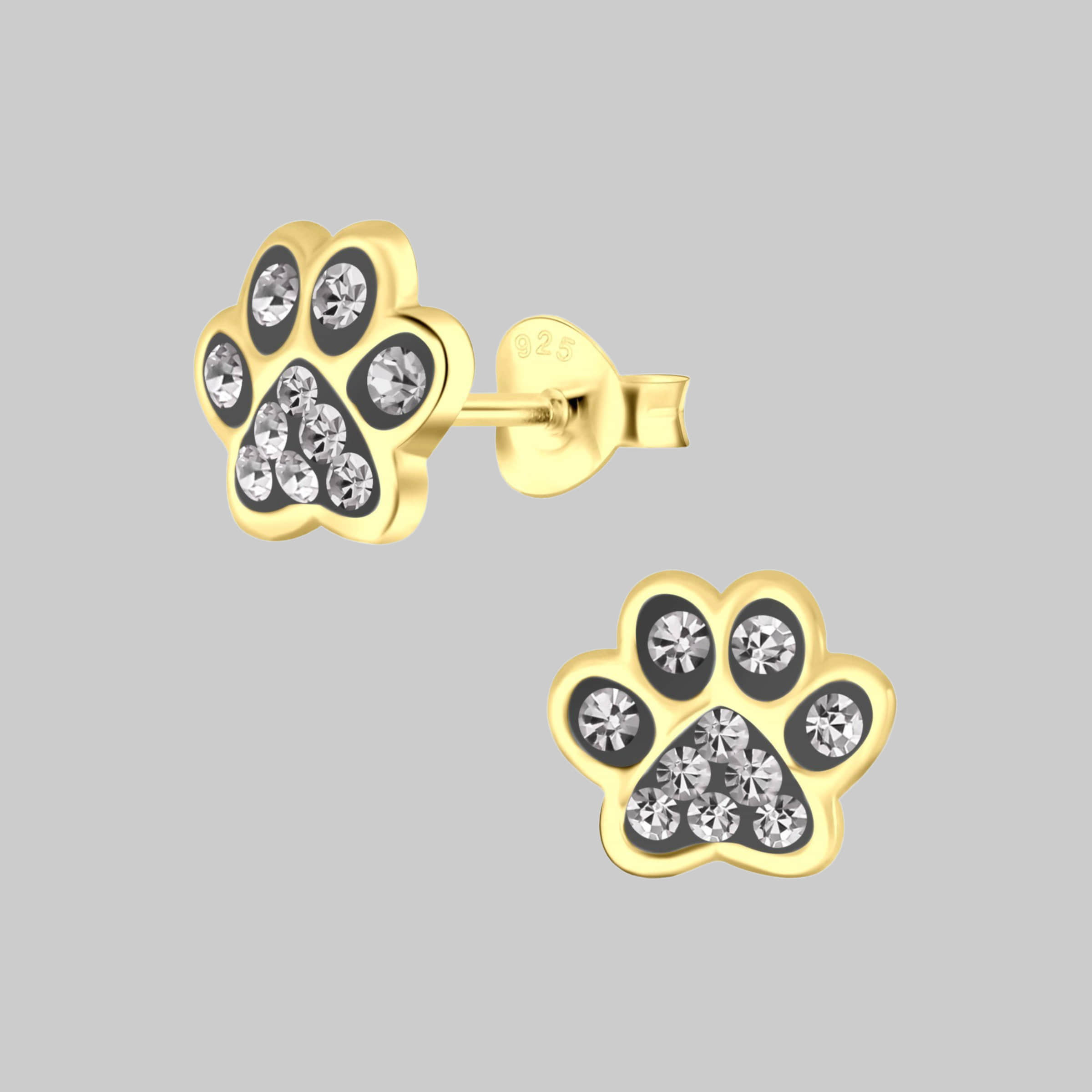 Schmuck23 Sterling Silver Cat & Paw Earrings for Kids - 925 Silver Schwarz-Di myToys schmuck23