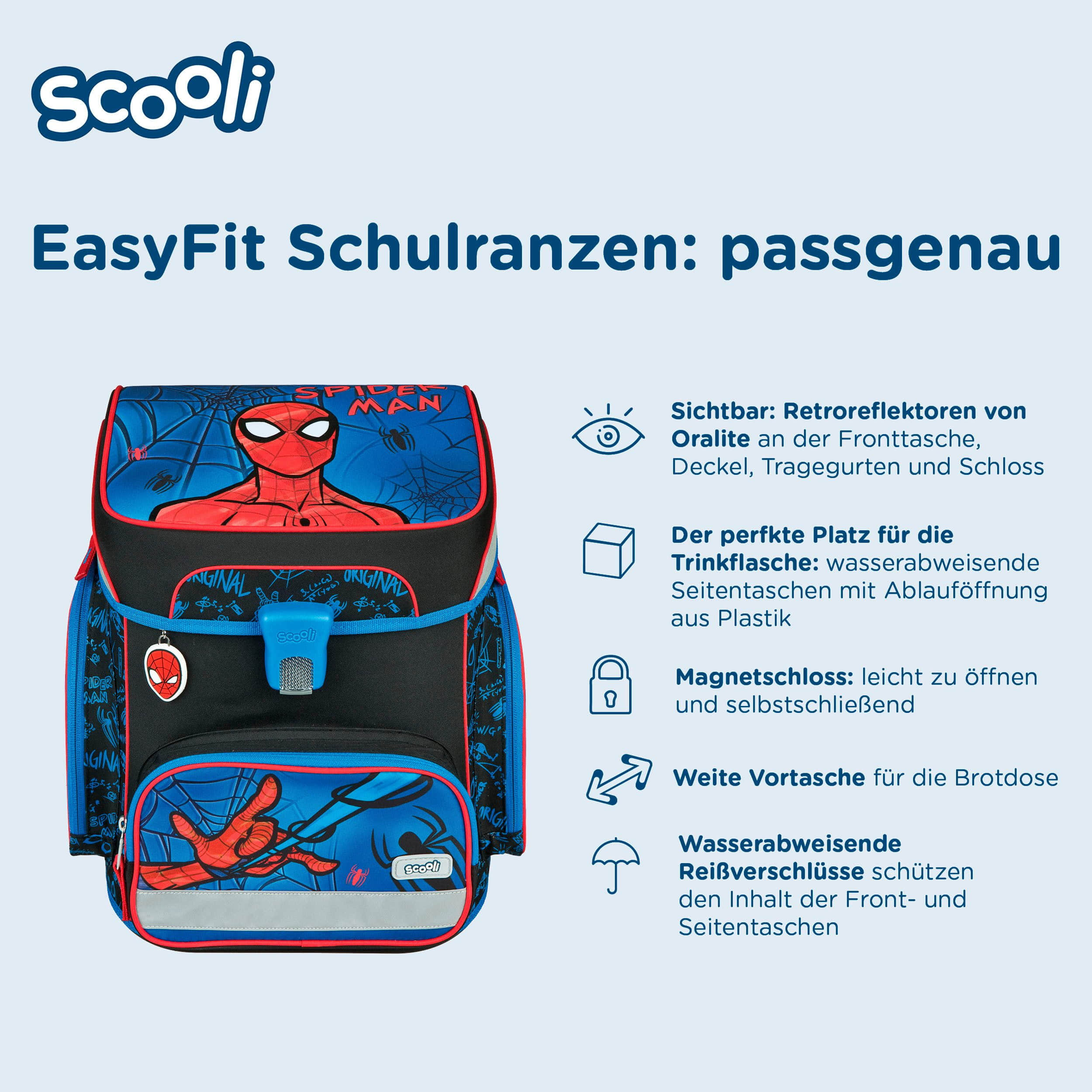Scooli EasyFit Schulranzen-Set Dreamland (5-tlg) Spider Man Scooli Spielzeug