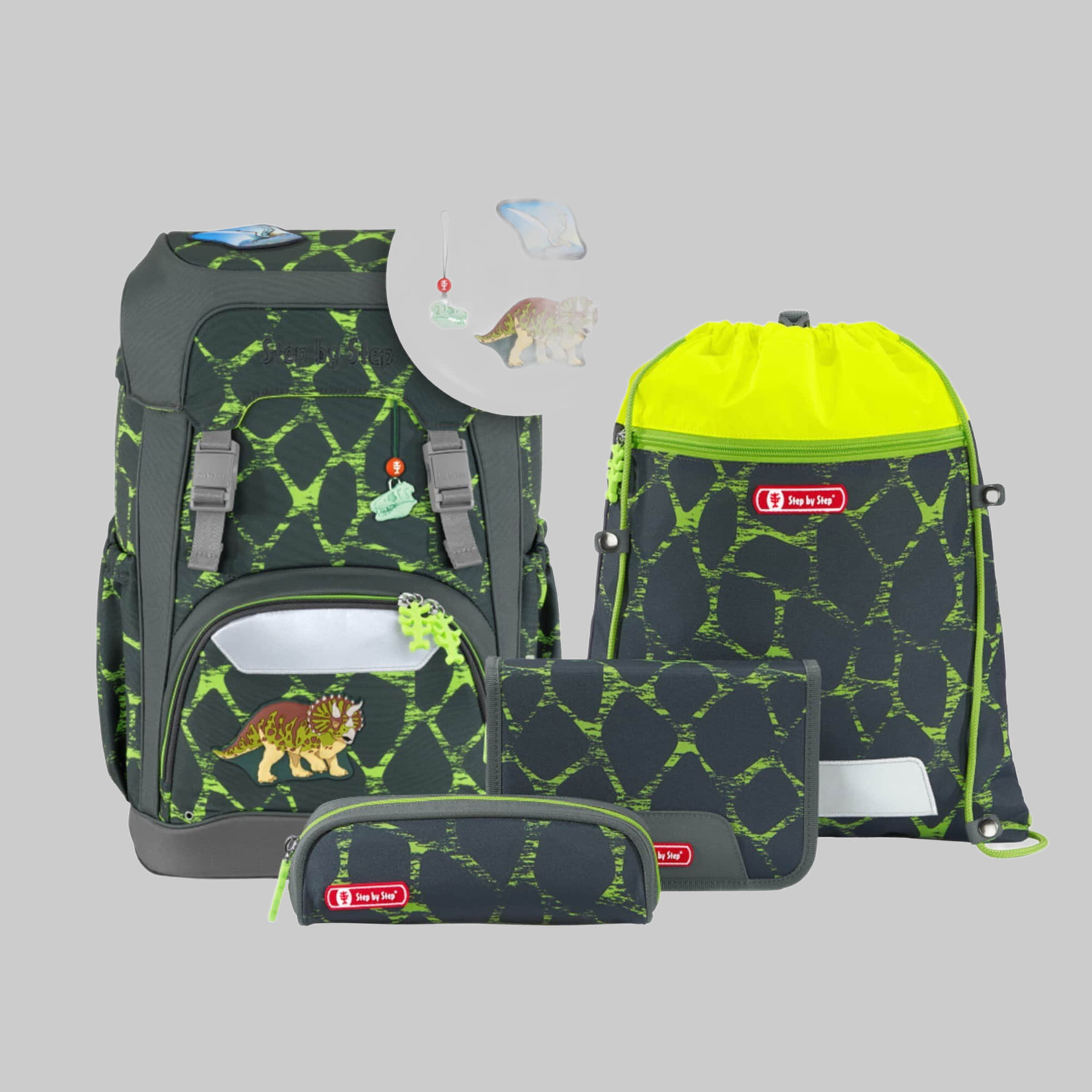 Step by Step Step by Step Giant School Bag Set, 5-Piece (Backpack, Pencil Case, Sport Bag) Dino Tres Spielzeug