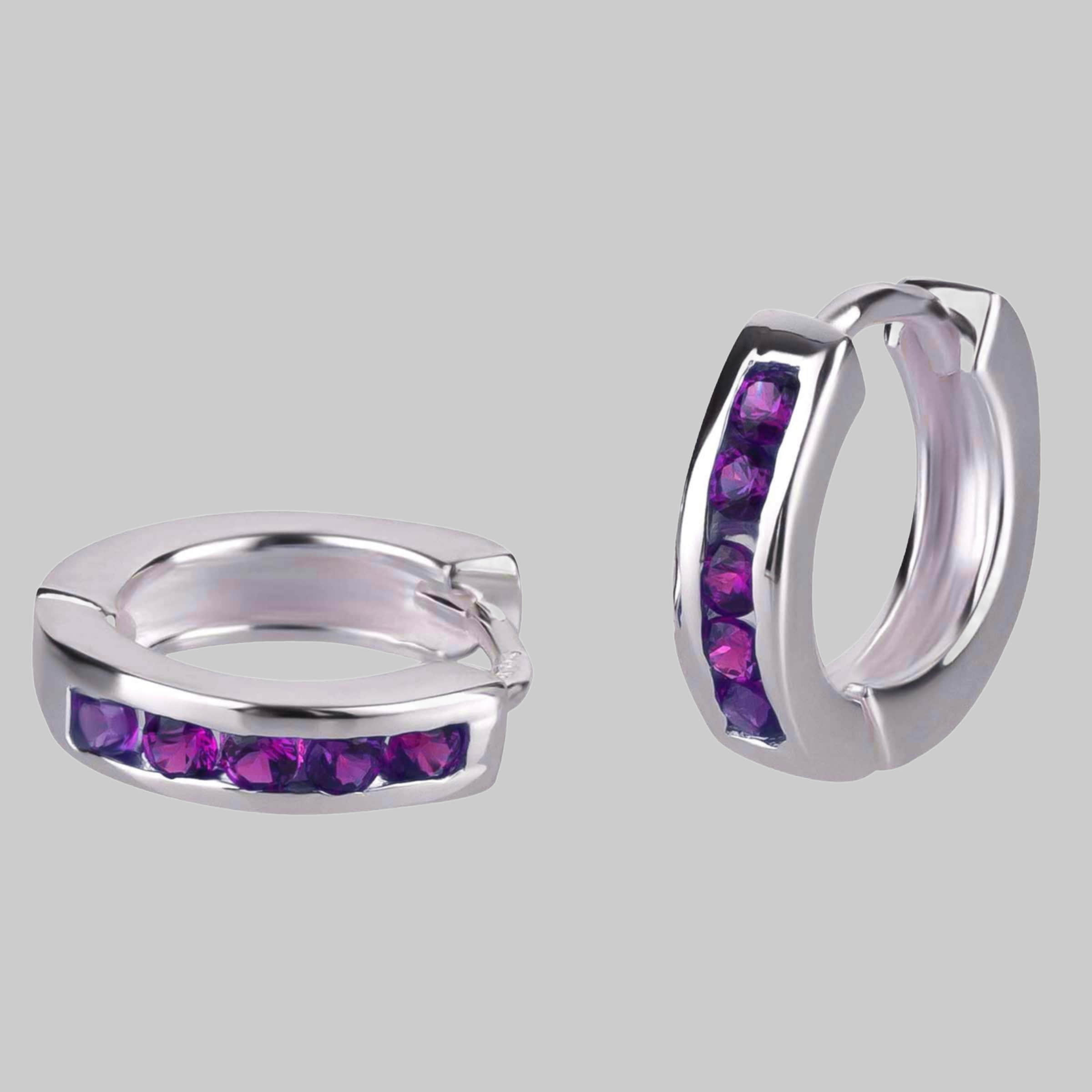 schmuck23 Klappcreolen Ohrringe Creolen 925 Silber Damen Kinder Mädchen Silber/Lila myToys schmuck23