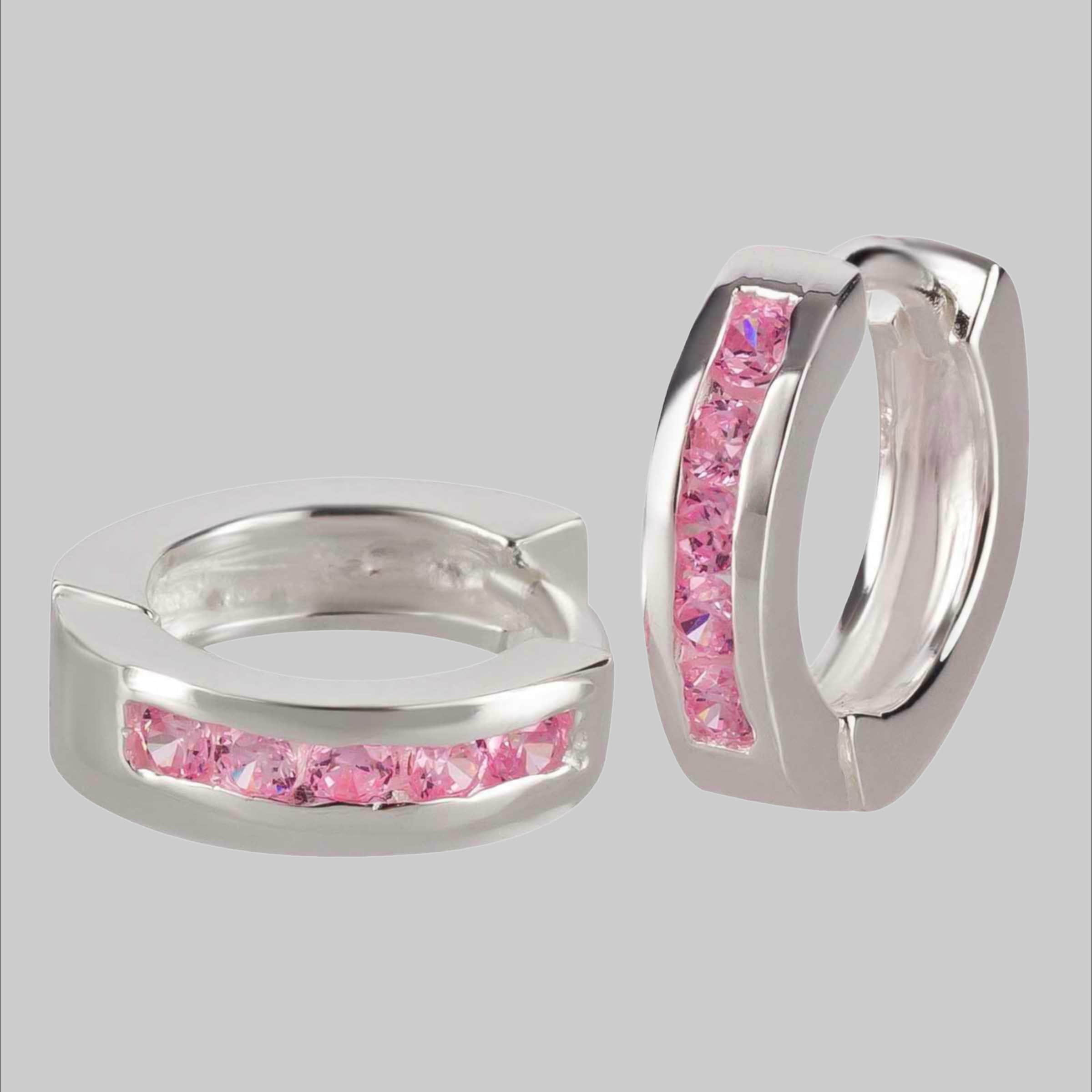 myToys schmuck23 schmuck23 Klappcreolen Ohrringe Creolen 925 Silber Damen Kinder Mädchen Silber/Rosa