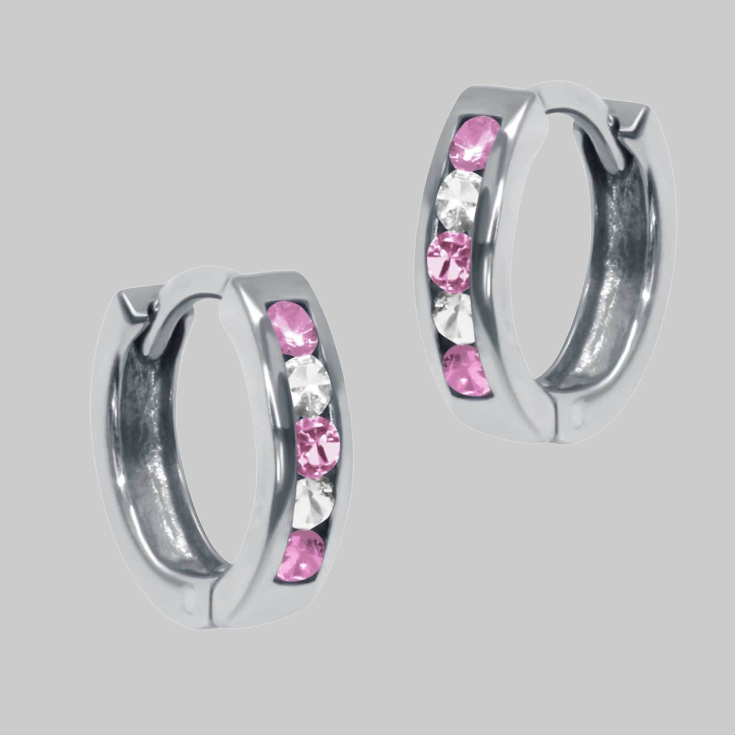 schmuck23 Klappcreolen Ohrringe Creolen 925 Silber Damen Kinder Mädchen Silber/Ros schmuck23 myToys